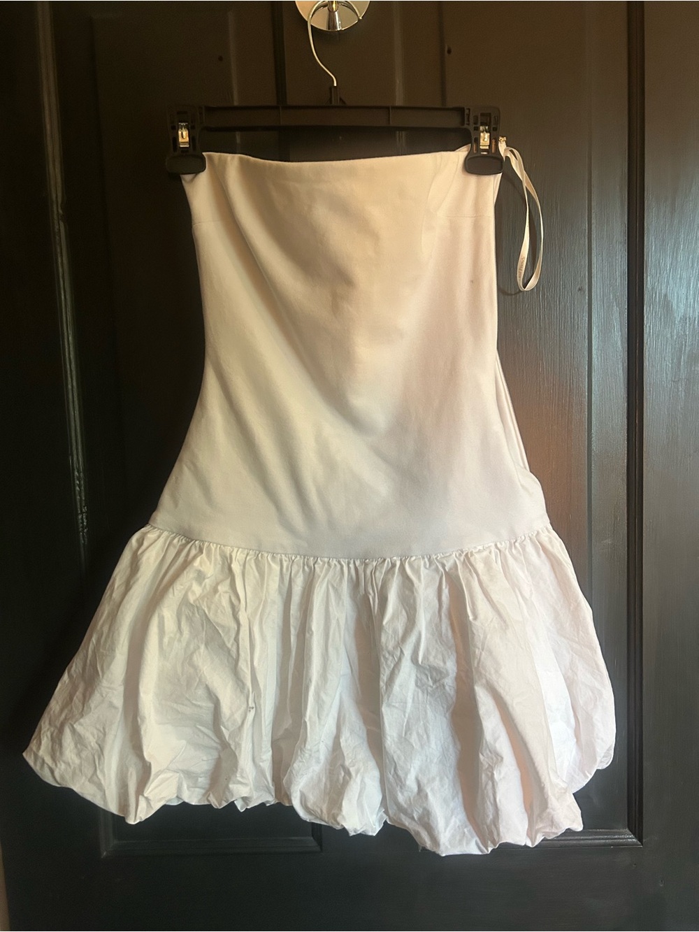 Lovers + Friends White Strapless Bubble-Hem Dress